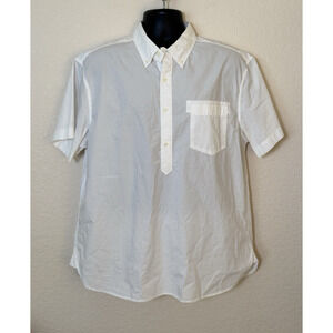 Alex Mill Wash & Go Oversized Popover Shirt White Short Sleeve Cotton Casual